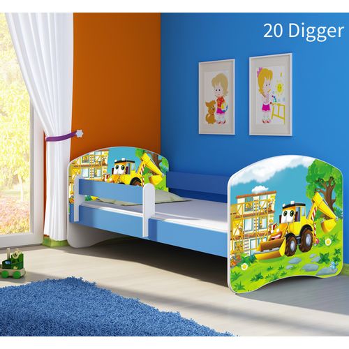 Dječji krevet ACMA s motivom, bočna plava 140x70 cm - 20 Digger slika 1