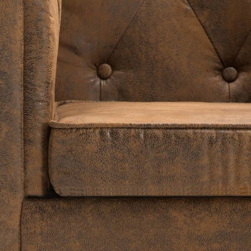 2-dijelni set sofa Chesterfield s presvlakom od tkanine smeđi slika 18