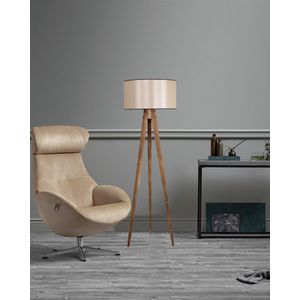 Tripod Yanık Lambader Silindir 15-3 Abajurlu Braun Podna Lampa