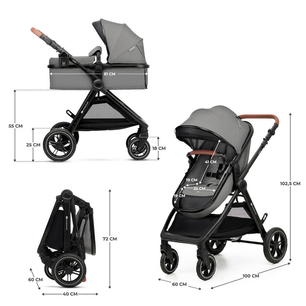 Kinderkraft Kolica za bebe Esme Set 3u1, Moonlight Grey slika 11