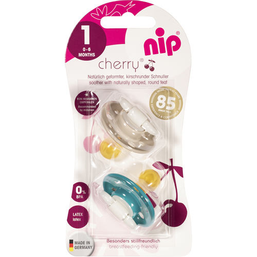 nip® Duda varalica Cherry 0-6mj (veličina 1) - Latex, 2kom Petrolej, Bež slika 3