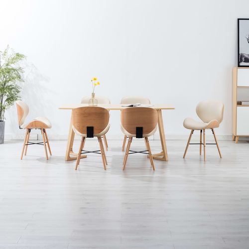 Blagovaonske stolice od umjetne kože i drva 6 kom krem slika 22