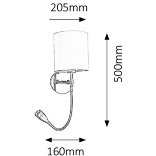 Rabalux Larkin zidna lampa sa čitačem E27 40W LED3W slika 4