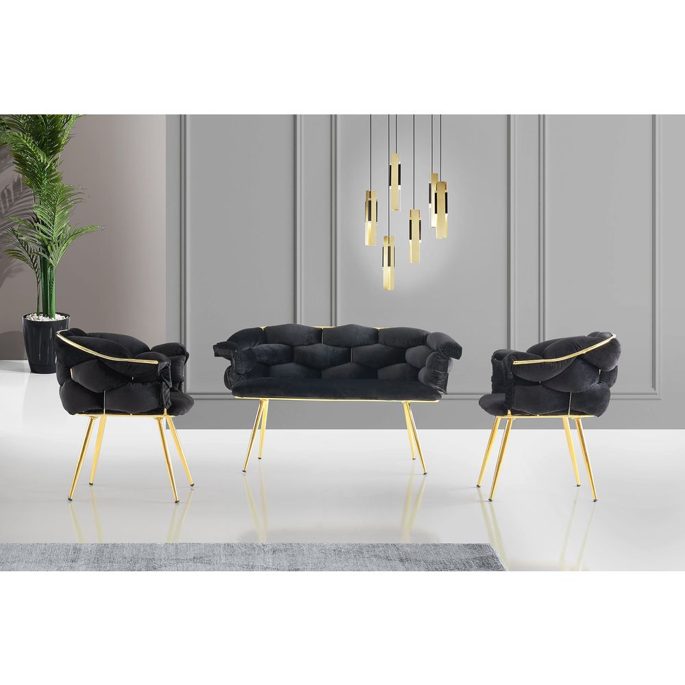 Sofa Set Balon - 2111 boje : crna, zlatna slika 1
