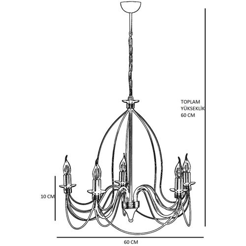 Berfin 6 Lı Eskitme Rustik Multicolor Chandelier slika 4