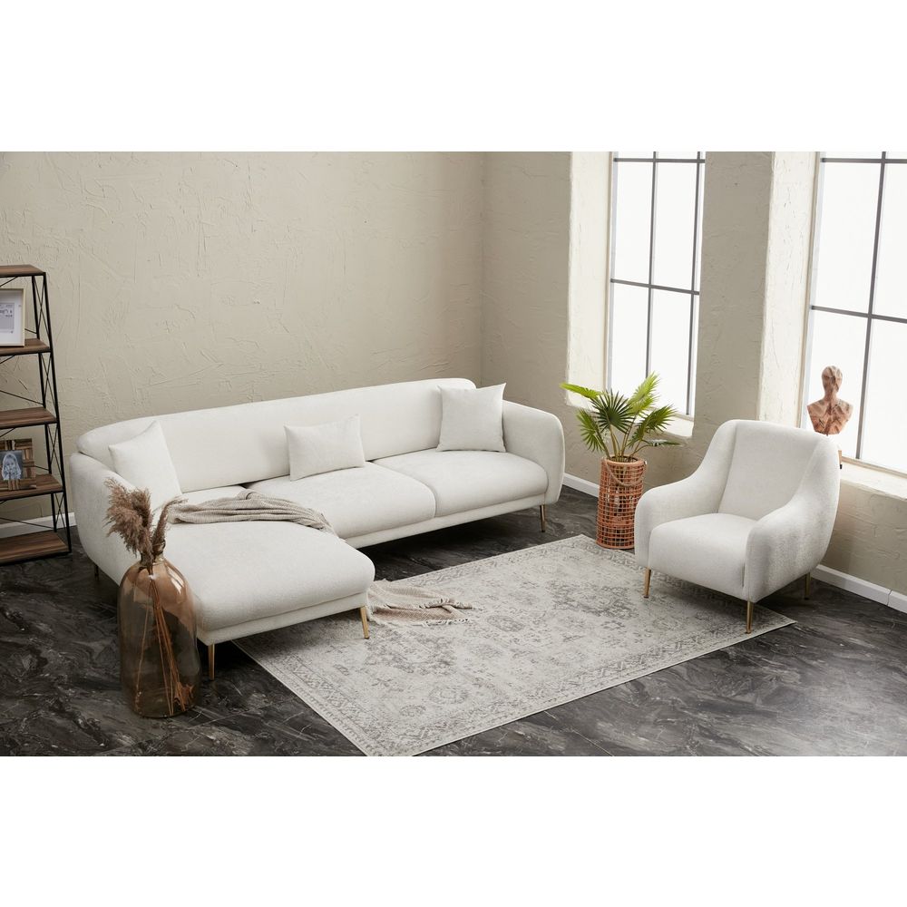 Simena Lijevi - Krem Zlatni Kutni Sofa-Krevet slika 4
