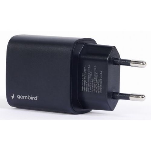 TA-UQC3-03 Gembird QC3.0 brzi punjac USB+Type C konektor,18W DC 5V/3A, 9V/2A, 12V/1.5A slika 2