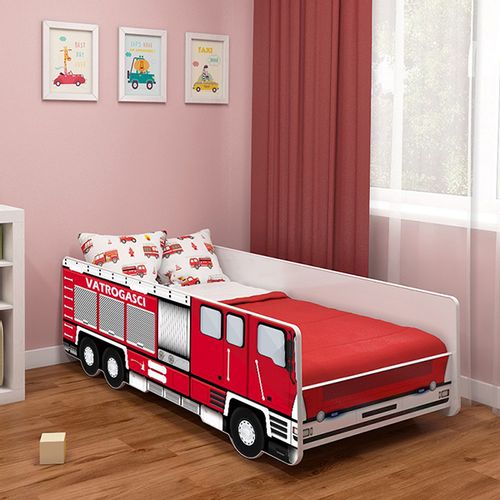 Deciji krevet ACMA VI FIRE TRUCK 180x80 dusek 7 cm slika 1