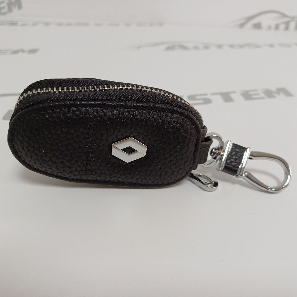 Elegantna crna kožna torbica za ključ Renault slika 1