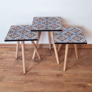 Set Nesting Stolova (3 Komada) - Plava i Crvena
