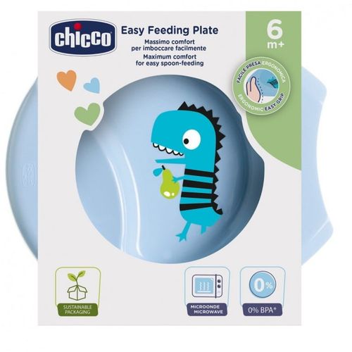 Chicco Duboki tanjir Easy Feeding Plate 6m+, Plavi slika 1