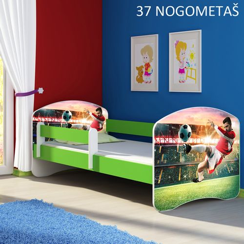 Dječji krevet ACMA s motivom, bočna zelena 180x80 cm 37-nogometas slika 1