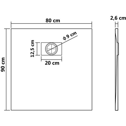 Kada za tuš SMC crna 90 x 80 cm slika 6