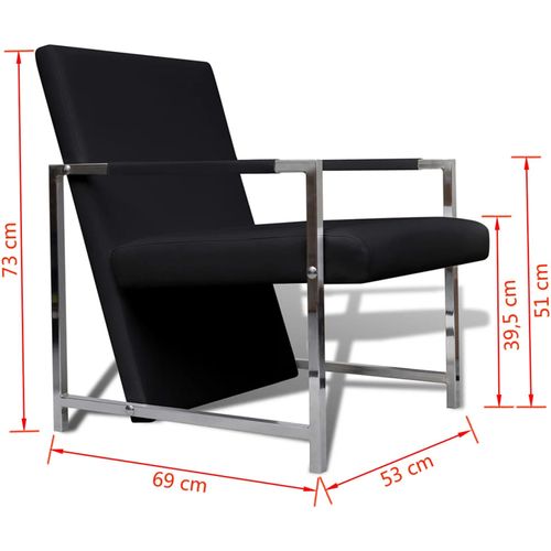 Fotelja od umjetne kože s kromiranim nogama crna slika 33