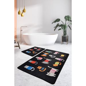 Black Cats Multicolor Bathmat Set (2 Pieces)