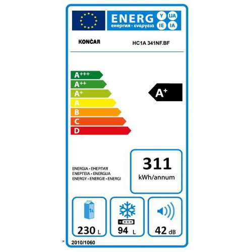 Končar kombinirani hladnjak HC1A 341NF.BF slika 4