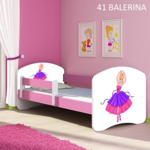 Dječji krevet ACMA s motivom, bočna roza 160x80 cm 41-balerina