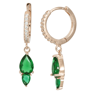 J&B Jewellery 925 Srebrne Alke 0035 - Rose Gold CZ green