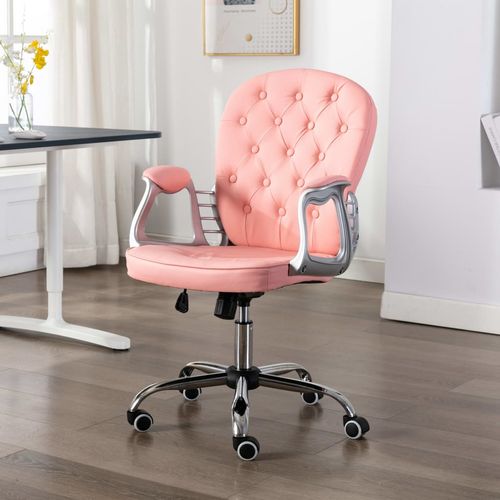 Okretna uredska stolica od umjetne kože ružičasta slika 21