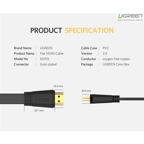 Ugreen HDMI 2.0 ravni kabel dužine 5m - u kutiji slika 5