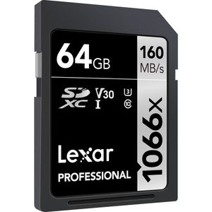 Lexar SD 64GB 1066x SDXC UHS-I cards, 160MB/s read 70MB/s write C10 V30 U3