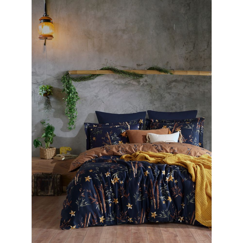 Satin set za pokrivač s jednim pokrivačem (DE) Bamboo - Cvijet slika 1
