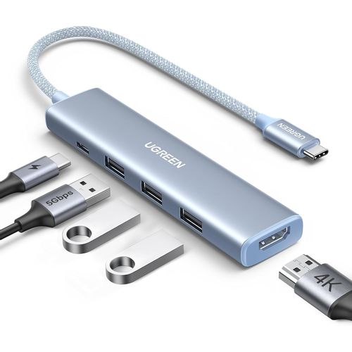 Ugreen Revodok USB-C Hub 5-u-1, 100W PD, plavi slika 1