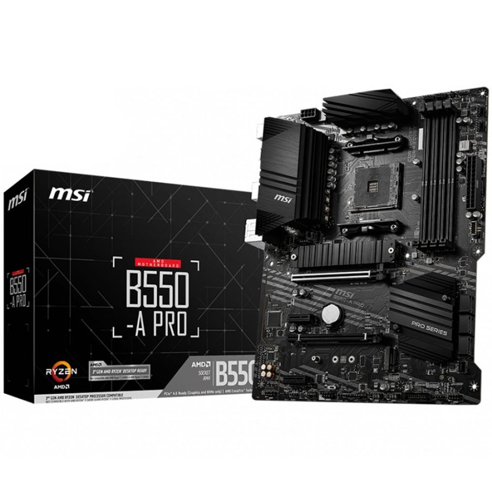 MSI Main Board Desktop B550-A PRO (AM4, 4xDDR4, 1xPCI-Ex16, 2xPCI-Ex1, USB3.2, 6xSATA III,2xM.2, DP, HDMI) ATX Retail slika 1