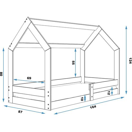 Drveni dečiji krevet House 1 - 160x80 cm - beli slika 3