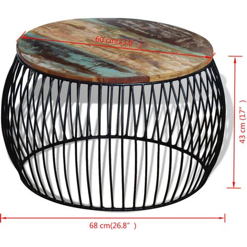 Stolić za kavu okrugli od masivnog obnovljenog drva 68 x 37 cm slika 14