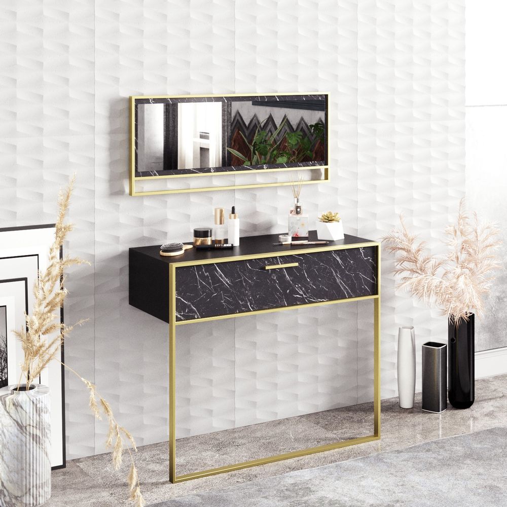Polka Aynalı - Crni Zlato Crni Sideboard slika 1