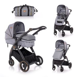 LORELLI ADRIA Kolica Grey 2u1 SET: Košara + Putna Torba + Zimska Navlaka (do 15 kg)