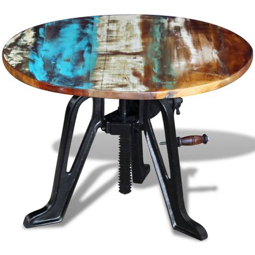 Bočni stolić 60 x (42-63) cm obnovljeno drvo i lijevano željezo slika 57
