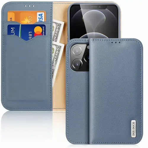 DUX DUCIS Hivo – kožna torbica novčanik za Apple iPhone 13 Pro plava slika 1
