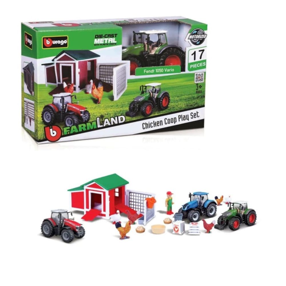 Bburago Set za igru Chicken Coop sa traktorom Farmland, Sorto slika 1