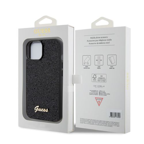 GUESS maska za iPhone 15 DISCO SCRIPT METAL BLACK slika 2