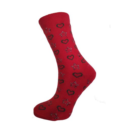 SOCKS BMD Ženska sokna My Pleasure art. 043 vel. 35-38 crvena srca zvezde slika 1