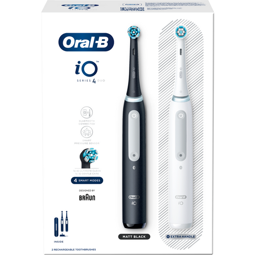 Oral-B iO4 Duo Paket 1+1, Električne četkice za zube, Crna+Bela slika 6