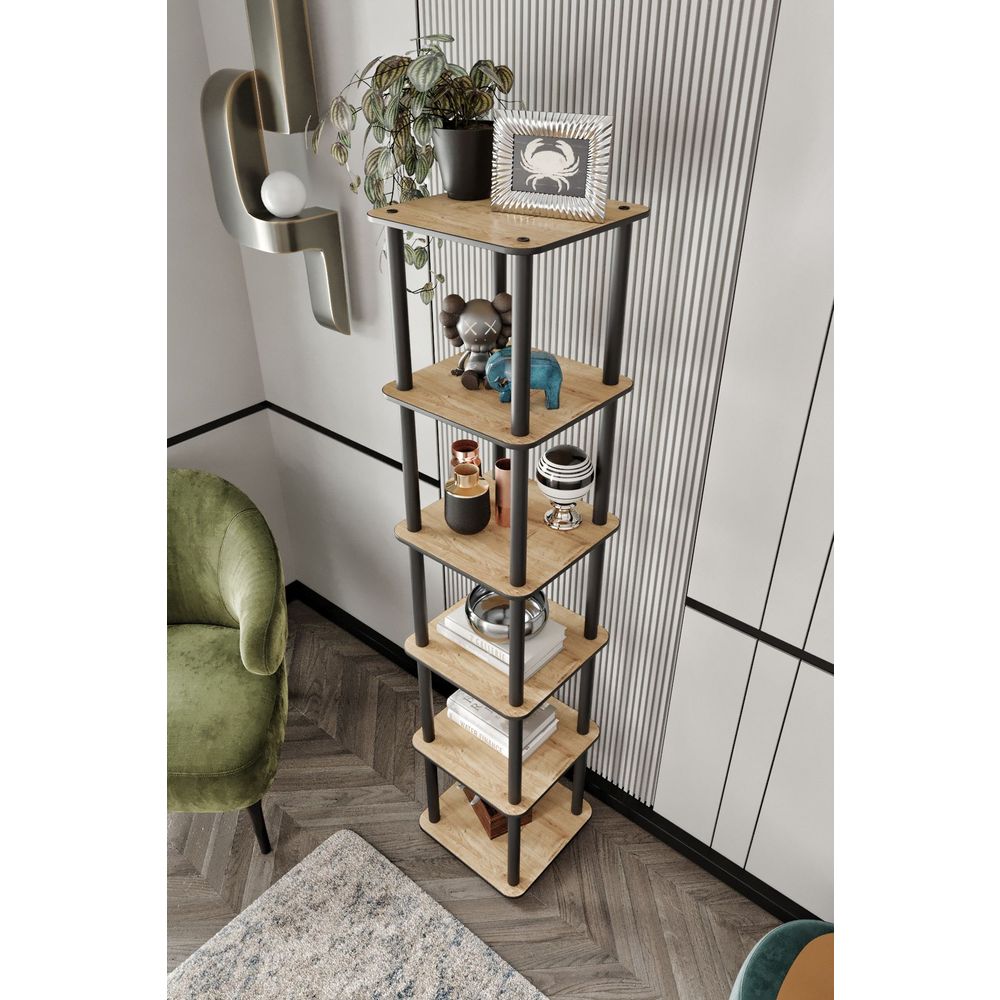  Bookshelf Bookcase 6 Tiers Square, colour Oak slika 3