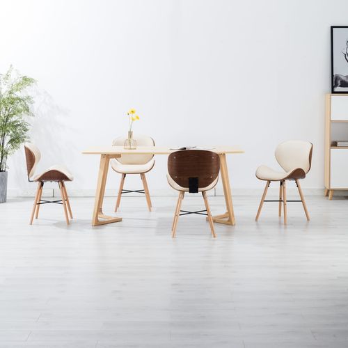 Blagovaonske stolice od umjetne kože i drva 4 kom krem slika 28