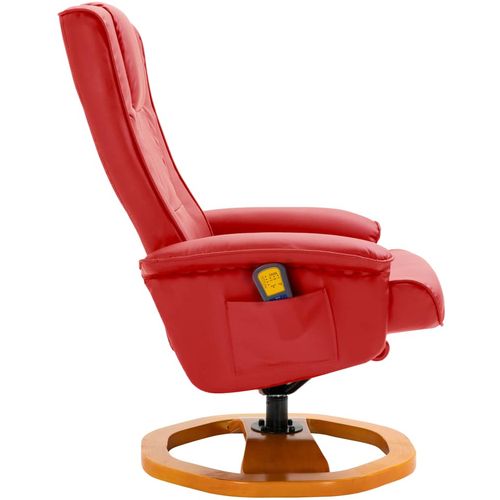 Masažna fotelja s osloncem za noge od umjetne kože crvena slika 36