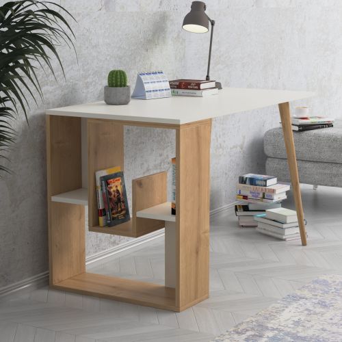 Sally - White, Oak WhiteOak Study Desk slika 3