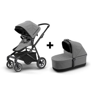 Komplet Thule Sleek 2u1 dječja kolica siva s crnim okvirom + Thule Sleek košara