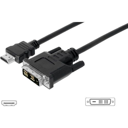Digitus HDMI / DVI adapterski kabel HDMI A utikač, DVI-D 18+1-polni utikač 10.00 m crna AK-330300-100-S mogućnost vijčanog spajanja HDMI kabel slika 1