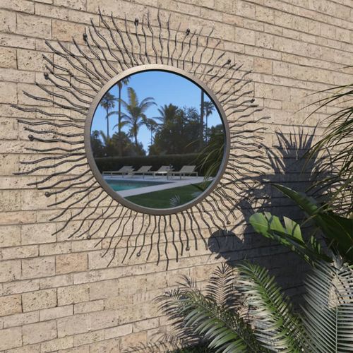 Vrtno zidno ogledalo u obliku sunca 80 cm crno slika 10