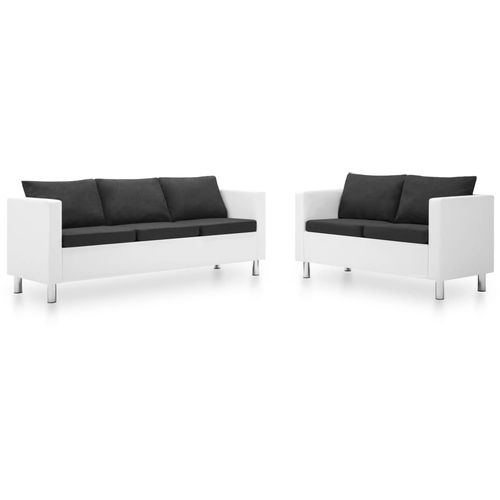 2-dijelni set sofa od umjetne kože bijeli i tamnosivi slika 35
