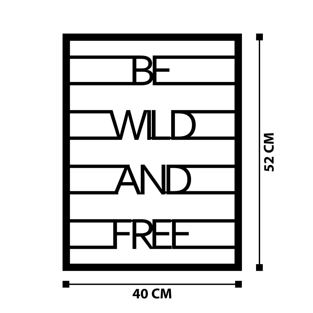 Dekorativni Metalni Zidni Ukras 'Be Wild And Free' u Crnoj Boji slika 7