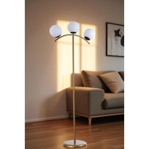 Opviq Podna lampa 862, Bijela, Zlatna