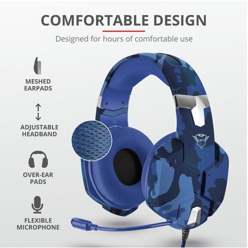 Trust Slušalice + mikrofon GXT 322B Carus, PS4, 3.5mm, maskirno-plave slika 1