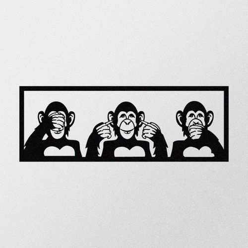 Three Monkeys-L Black Decorative Metal Wall Accessory slika 4